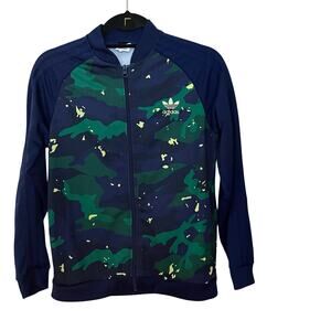 Adidas Primegreen Adicolor SST Track Jacket Youth 9-10 Green Blue Camo